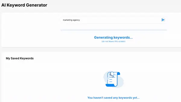 Example of Rankify Keyword Generator